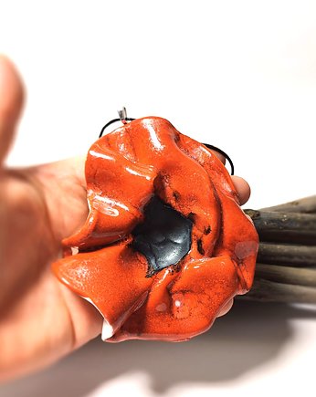 Wisiorek, naszyjnik ceramiczny "Kwiat Maku", maticeramika