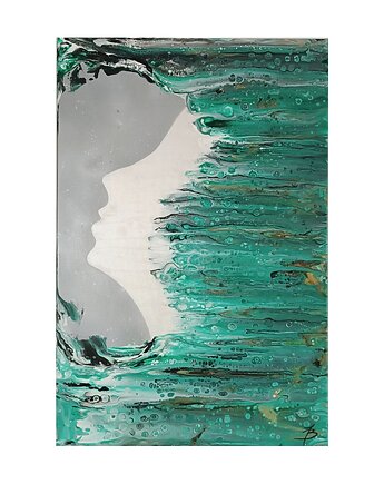 FULL MOON 90x60 Ręcznie malowany Duży obraz Abstrakcja do salonu, Joanna Bilska