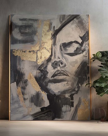 Ręcznie Malowany obraz Abstrakcja Kobieta Twarz  sz=70, wys=100, Diana Abstract Art