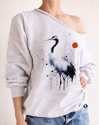Żuraw niebieski, bluza cięta Szara, ONE MUG A DAY