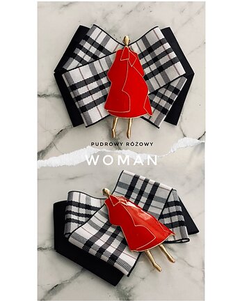 Brosza WOMAN w stylu Pop Art z artystyczną Kobietą, Pudrowy Różowy