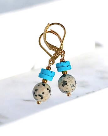 JASPER collection : kolczyki krótkie : jaspis & lawa turkusowa, kaktusia