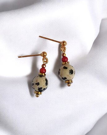 Kolczyki krótkie : INDIA: jaspis, koral, kaktusia