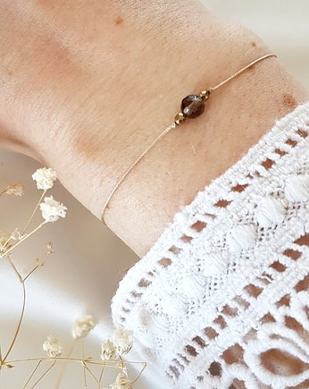 Beżowa bransoletka z kwarcem dymnym, LEI handmade 