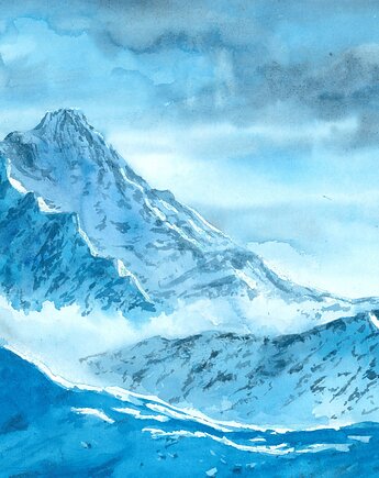 Plakat Tatry, Krywań  - szlachetny wydruk Fine art (giclee), Katarzyna Wajda akwarela