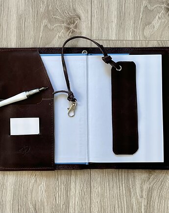 Brązowy notes skórzany na zeszyt Formatu A5., Rkabags