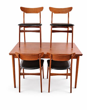 Duński stół rozkładany 123x80cm 4 krzesła Elgaard & Schi, Strzecha