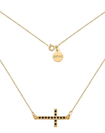 Złoty naszyjnik z krzyżem wysadzanym SWAROVSKI CRYSTAL, SOTHO