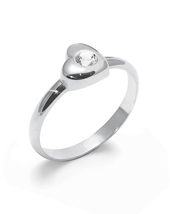 Love - Srebrny pierścionek z białym topazem, Kuźnia Srebra