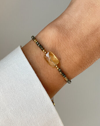 Bransoletka na nici z cytrynem i pirytem, Bring Biżuteria