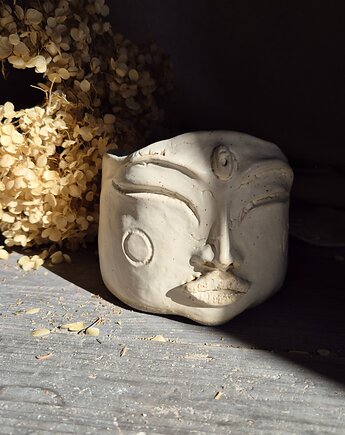 Osłonka budda omm, osłonka na kwiatka, doniczka kaktus, Rzeźbiona doniczka, Fiona Ceramics