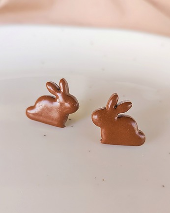 Kolczyki brązowe króliczki króliczek prezent dla fanki królików królik, Dary Rusałki