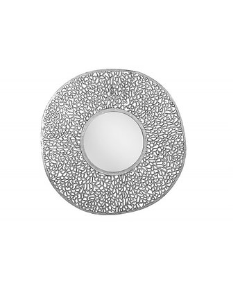 Lustro ścienne Leaf srebrne okrągłe metal 112cm, Home Design