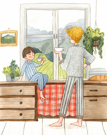 "Ciszka" poranek  - ilustracja oryginalna A3, Czary Malary