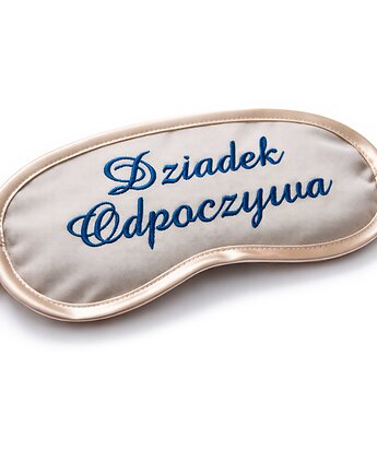 OPASKA Beżowa bawełniana haftowana Dziadek odpoczywa PREZENT, Wyszywane