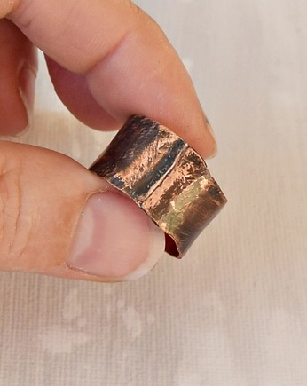 Pierścionek z kutej, oksydowanej miedzi /45/ biżuteria miedziana rękodzieło, Galeriai