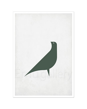 Plakat skandynawski, minimalizm, zielony ptak, Galeria EMU