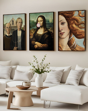 Zestaw 3 plakatów Sztuka Mona Lisa Da Vinci, HOG STUDIO
