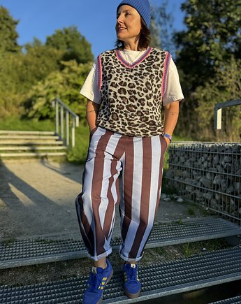 Bawełniane Barrel Leg w paski, Glucka