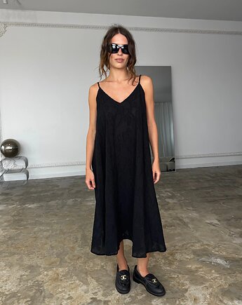 Sukienka Motion black jackard midi, Patchouli