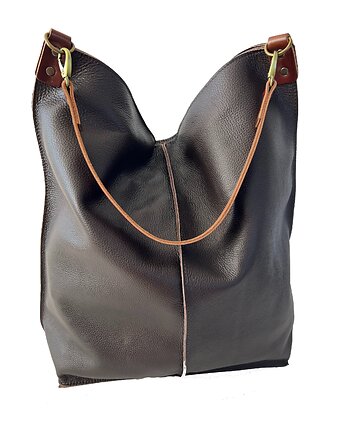 Duża torebka damska ze skóry naturalnej na ramię, bagoo