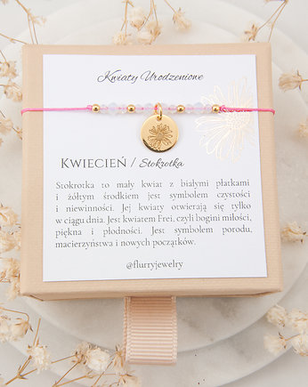 Kwiecień / Stokrotka Bransoletka z Kwiatem urodzeniowy, Flurry 