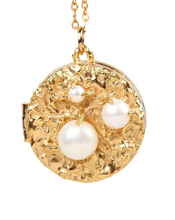 Złoty sekretnik z perłami Organica, Blooming Stones