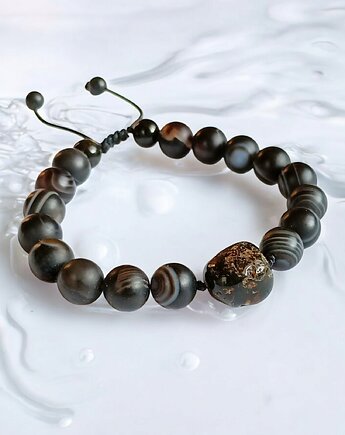 BURSZTYN, agat UNIKAT unikatowa bransoletka XL -XXL, kaktusia