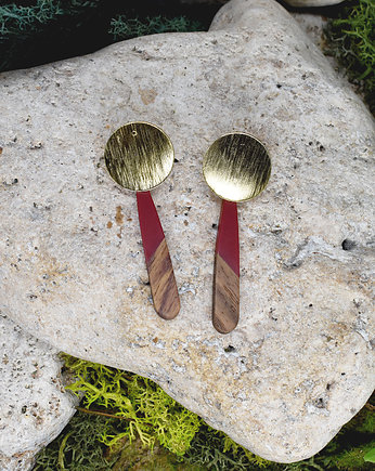 Drewniane wiszące kolczyki z żywicą, Spirit Of Copper