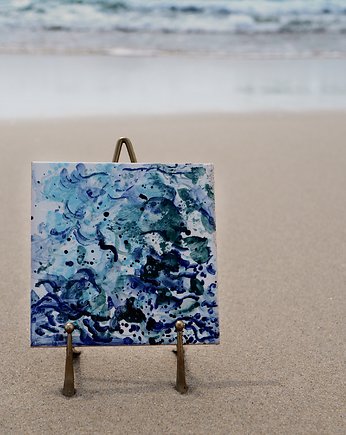 Kafelek ręcznie malowany z morską pianą, azulkafelki