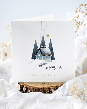 Kartka świąteczna Winter Cabin, Leaf & Paper