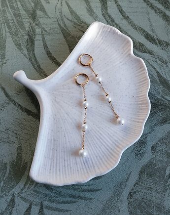 Długie kolczyki z satynowymi perłami ceramicznymi 2 w 1, AT NOON