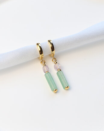 Kolczyki pozłacane - Awenturyn i Fluoryt, Bring Biżuteria