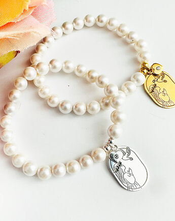 Bransoletka z pereł, prezent KOMUNIA, komunijna pamiątka, Anemon Atelier