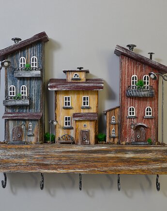 Drewniany wieszak na klucze, organizer do przedpokoju, Creative Craft Family R