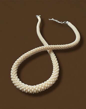 Perłowy naszyjnik w stylu retro / sznur koralikowy rękodzieło, ArtGez