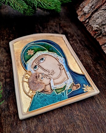 Ikona ceramiczna obraz sakralny, Wooden Love