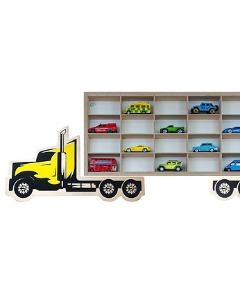 Żółty Tir jako ekspozytor na Hot Wheels - Garaż na resoraki, wDeche