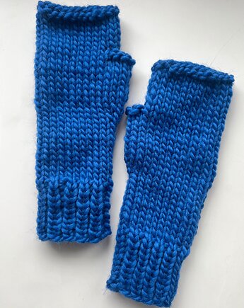 Zamówienie indywidualne- mitenki  z wełny peruwiańskiej Buran kobaltowe, Made by Jaga