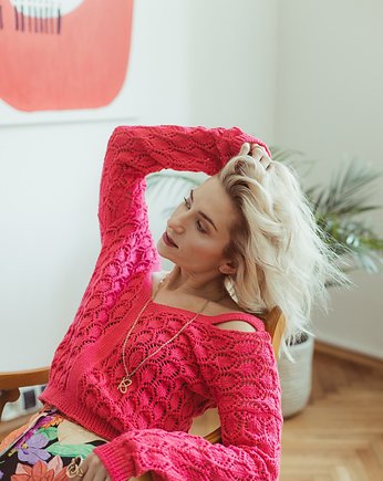 AŻUROWY, Z DEKOLTAMI I PĘKNIĘCIAMI, malinowy, BIENKOVSKA