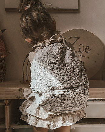 Plecak dziecięcy Teddy z haftowanym imieniem szary, Muzpony