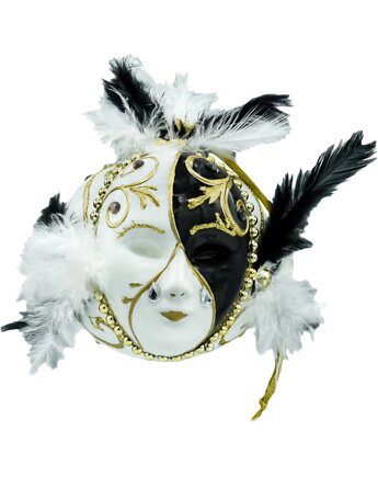 Bombka choinkowa: Maska Wenecka: biało-złota, Syn Bombkarza