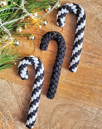 Czarno-biało-złote Ozdoby na choinkę: 3szt. laski candy cane, ACTP
