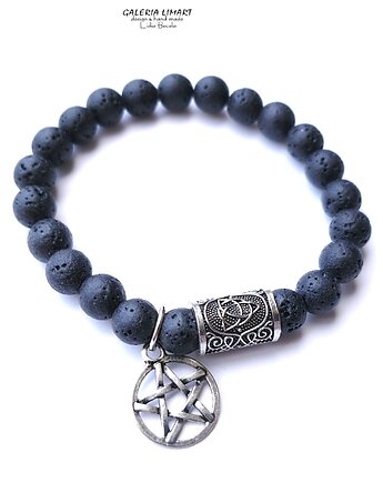 Bransoletka  z węzłem celtyckim pentagramem i lawą. Amulet  prezent unisex, Galeria Limart