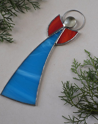 Anioł witrażowy turkusowy 17 cm, BeArt Handmade
