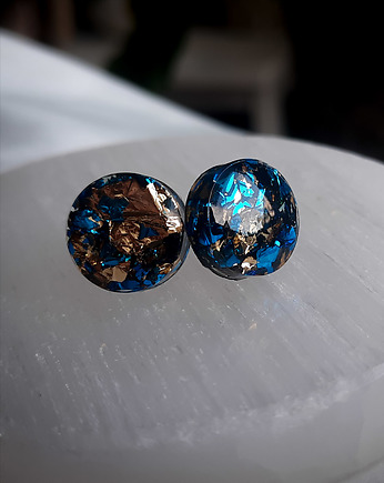 Okrągłe kolczyki sztyfty, glam rock, Figa handmade accessories