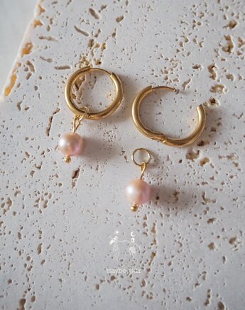 Kolczyki 2w1 z zawieszką z kamienia naturalnego, MAYBEJWLR