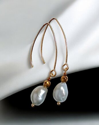 LUX. Srebrne perły - kolczyki na długich biglach, kaktusia