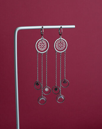 Długie magiczne kolczyki ze stali a'la łapacz snów, AT NOON