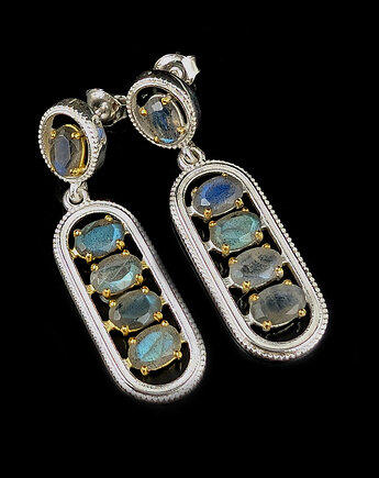 Kolczyki srebrne eteryczne z labradorytami, Pracownia Neores